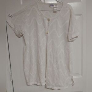 🦋Beach Cabana legant White Button Down Shirt Size XL 24" Pit